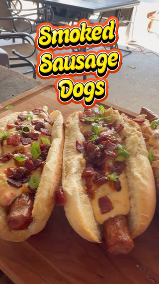 Smoked Sausage Dogs with Andouille Queso