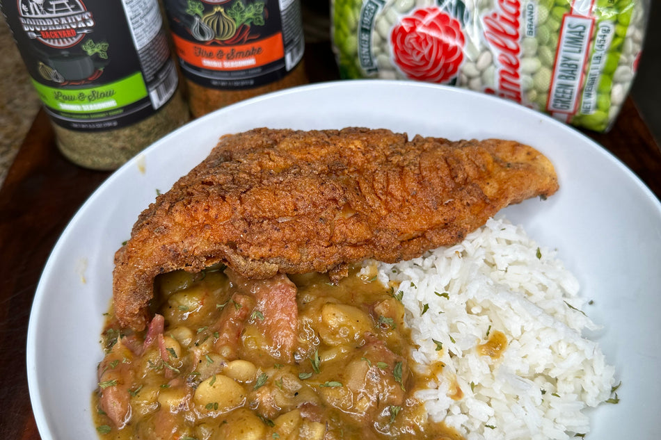 Butter Beans with Shrimp Boudreaux's Backyard