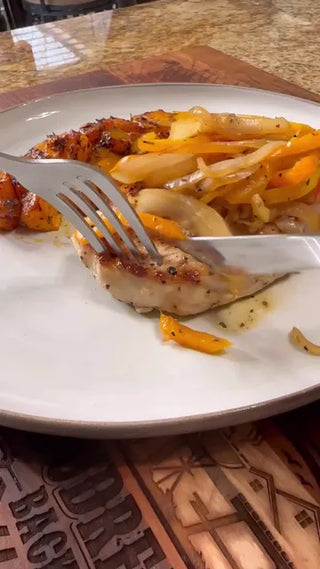 Pork Chops with Sweet Hot Peppers & Roasted Butternut Squash