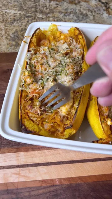 Shrimp and Tasso Stuffed Spaghetti Squash – Boudreaux's Backyard